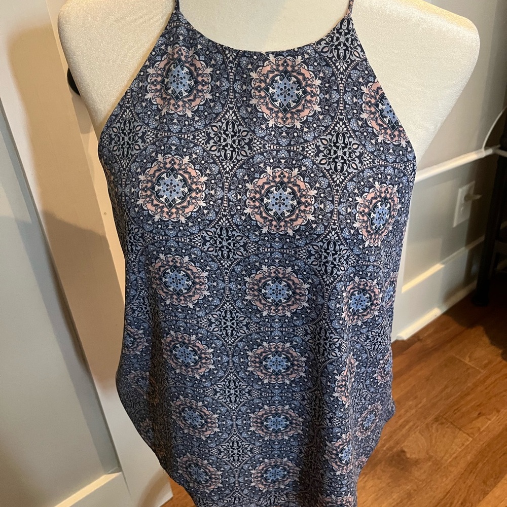 Paper Crane Blue and White Sleeveless Tank Top